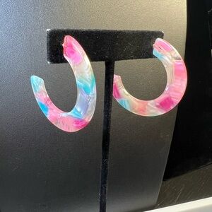 Colorful Hoop Earrings Cotton Candy
